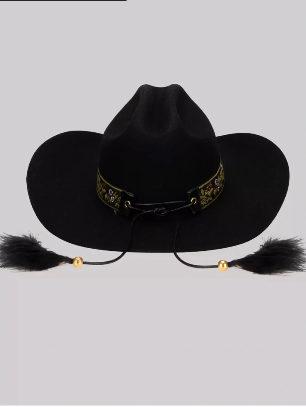 Wrangler's Black Wool Felt Embroidered Band Cowboy Hat